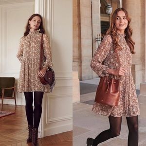 SEZANE Olivia Dress, Flowy Floral Mini Dress, size 4/36